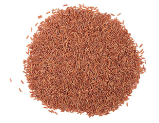 uncooked red rice isolated on white background