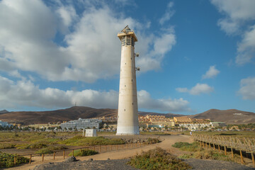 Fototapeta na wymiar Lighthouse in the Sea of Jable, Fuerteventura 