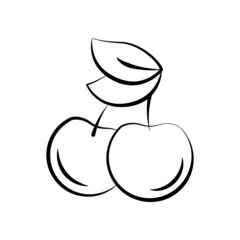 Cherries vector Outline Icon Design illustration. Food and Drink Symbol on White background EPS 10 File
