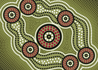 Green vector aboriginal dot artwork