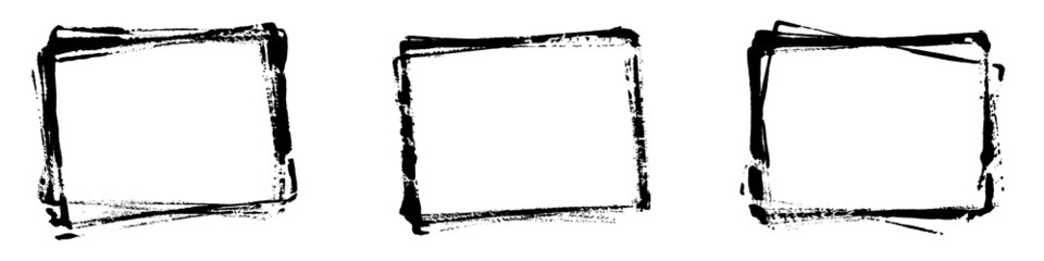 Obraz premium 3 schmutzige schwarze grunge Rahmen - Stempel oder Pinsel Umrandung