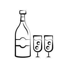 Wine Bottle vector Outline Icon Design illustration. Food and Drink Symbol on White background EPS 10 File