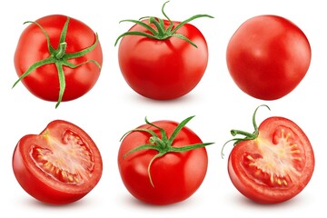 Tomatoes isolated on white background, collection