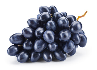 Bunch of dark blue grapes isolated on white. Fresh black grape. With clipping path. Full depth of field.