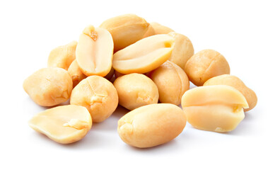 Peanut isolated. Peanuts on white background. Group of nuts. Full depth of field.