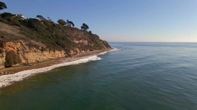 Beautiful view of hills by the ocean in Santa Barbara beach California