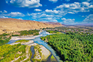 Kura river from a drone, Georgia © Dmitrii
