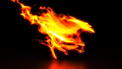 Fire horse running, seamless loop, against black 3d rendering
