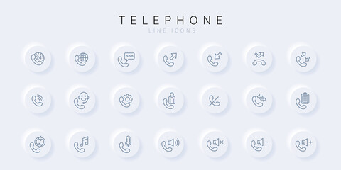 Set of telephone icons in line style.