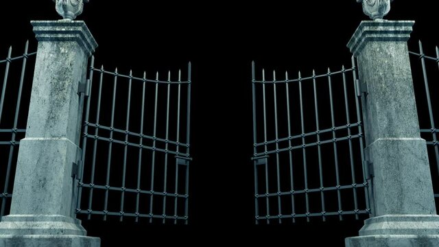 Old iron gate with alpha channel