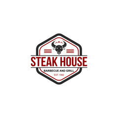 BBQ and Steakhouse logo template. Vintage barbecue emblems,  emblems, Restaurant labels,