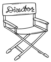 Vector illustration of director's chair. Scribble. Doodle. Cinema. on white background