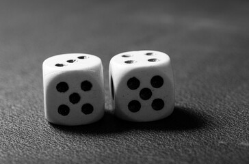 Game play. dice on black