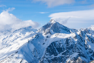 Wonderful mountains with snow in winter