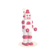 Robot. Retro toy robot drawing in cartoon style. Part of set.