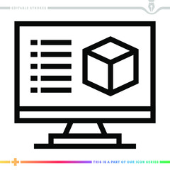 Line icon for 3d modeling software illustrations with editable strokes. This vector graphic has customizable stroke width.