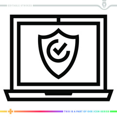 Line icon for antivirus software illustrations with editable strokes. This vector graphic has customizable stroke width.
