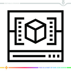 Line icon for 3d model scan illustrations with editable strokes. This vector graphic has customizable stroke width.