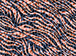 Abstract Zebra Stripes Leopard Spots Mix Seamless Pattern Digital Trendy Fashion Colors Creative Combinations