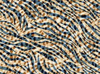Abstract Zebra Stripes Leopard Spots Mix Seamless Pattern Digital Trendy Fashion Colors Creative Combinations