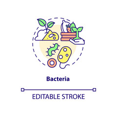 Bacteria concept icon. Agricultural microbiology abstract idea thin line illustration. Living organisms. Isolated outline drawing. Editable stroke. Roboto-Medium, Myriad Pro-Bold fonts used