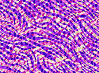 Abstract Zebra Stripes Leopard Spots Mix Seamless Pattern Digital Trendy Fashion Colors Creative Combinations