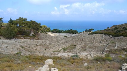 view of the coast of the sea Rhodos Greece