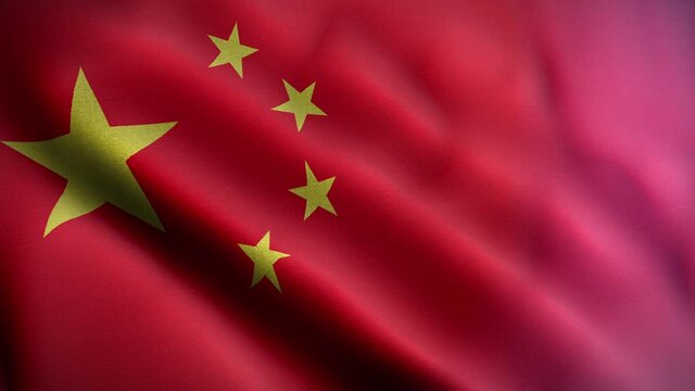 China blowing flag video, motion loop. China flag Closeup 4k resolution video.