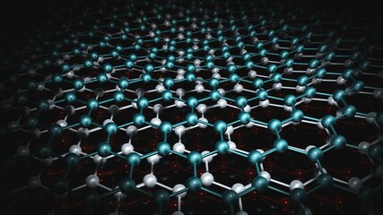 Naklejka premium Nanotechnology carbon material, graphene structure, nanotubes, 3D rendering