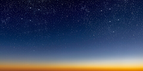 a beautiful dawn of the sun with stars, gradient from blue to red - obrazy, fototapety, plakaty
