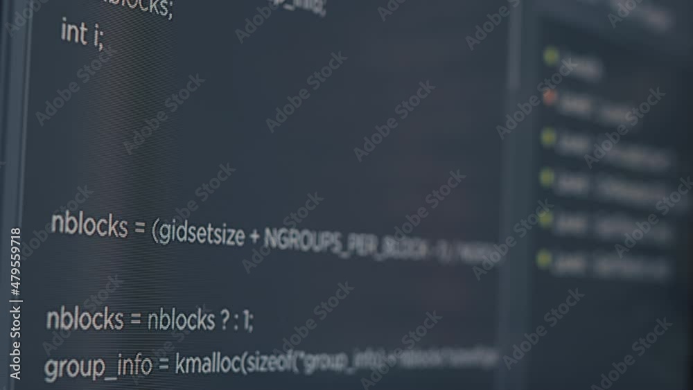Wall mural closeup of computer screen of system engineer typing source code in it startup agency. display conce