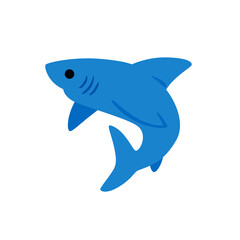 Cute shark - cartoon animal character. Vector illustration in cartoon style.