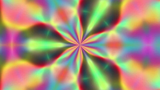 Abstract Kaleidoscope Animated Background. Pastel Trippy Colorful Animation. 