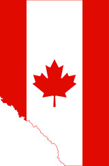 Flat vector administrative flag map of the Canadian province of ALBERTA combined with official flag of CANADA