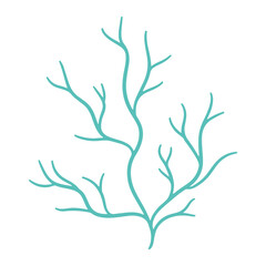 Vector image of seaweed, logo symbol. Element of underwater flora and fauna, hand-drawn.