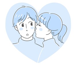 ほっぺにキスをする男女のカップル