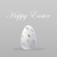 Easter egg on a gray background with a gradient and the inscription happy Easter.