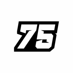 Racing number 75 logo design