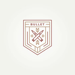 letter x bullet ammunition simple line art badge emblem logo template vector illustration design