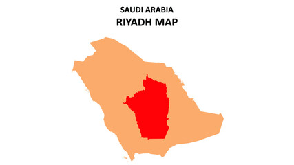 Riyadh map highlighted on Saudi Arabia map. Riyadh map on Saudi Arabia.