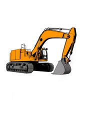 excavator on a white background