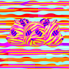 Minimalistic stylized collage art. 3d render creative panda head design. Party concept © Porechenskaya