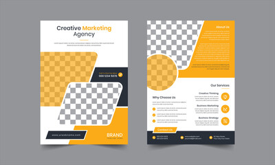 Double sided a4 corporate flyer template with modern layout use for marketing, business proposal, promotion, advertise, publication, cover page