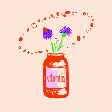 illustration for advertising natural organic biologically active food supplements