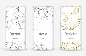 Distress Grunge Texture Set. Scratched Dirt Print.