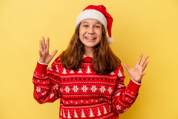 receiving a pleasant surprise, excited and raising hands.