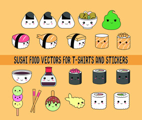 Cute Sushi Vectors, Japanese Food