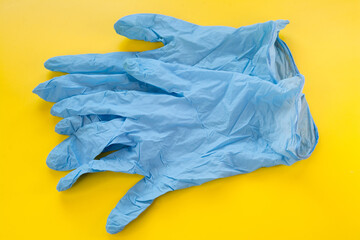Rubber medical gloves close