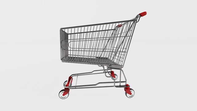 Shopping cart isolated on white background 3d image view