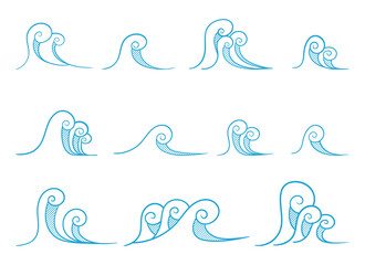 Wave icon set vector design illustration isolated on background